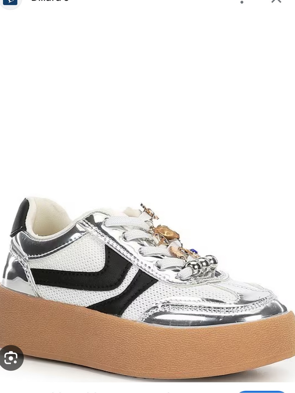 Steve Madden Girls Silver and Black Platform Sneakers with Tan Sole